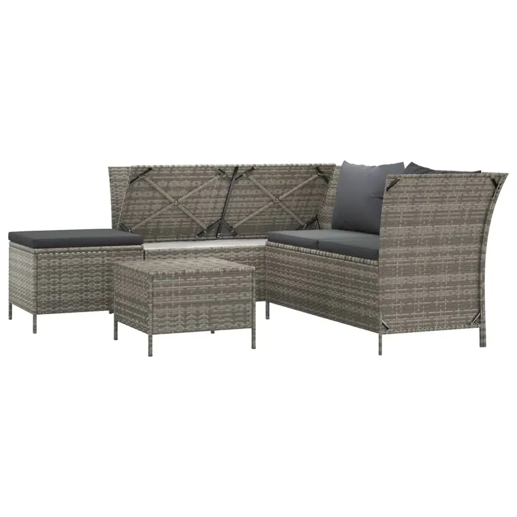 4 Piece Garden Lounge Set with Cushions Grey Poly Rattan Price