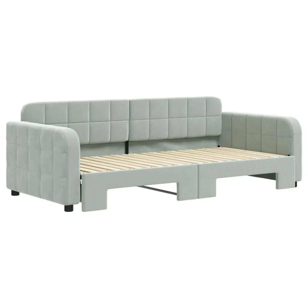 Daybed with Trundle without Mattress Light Grey 90x190 cm Price
