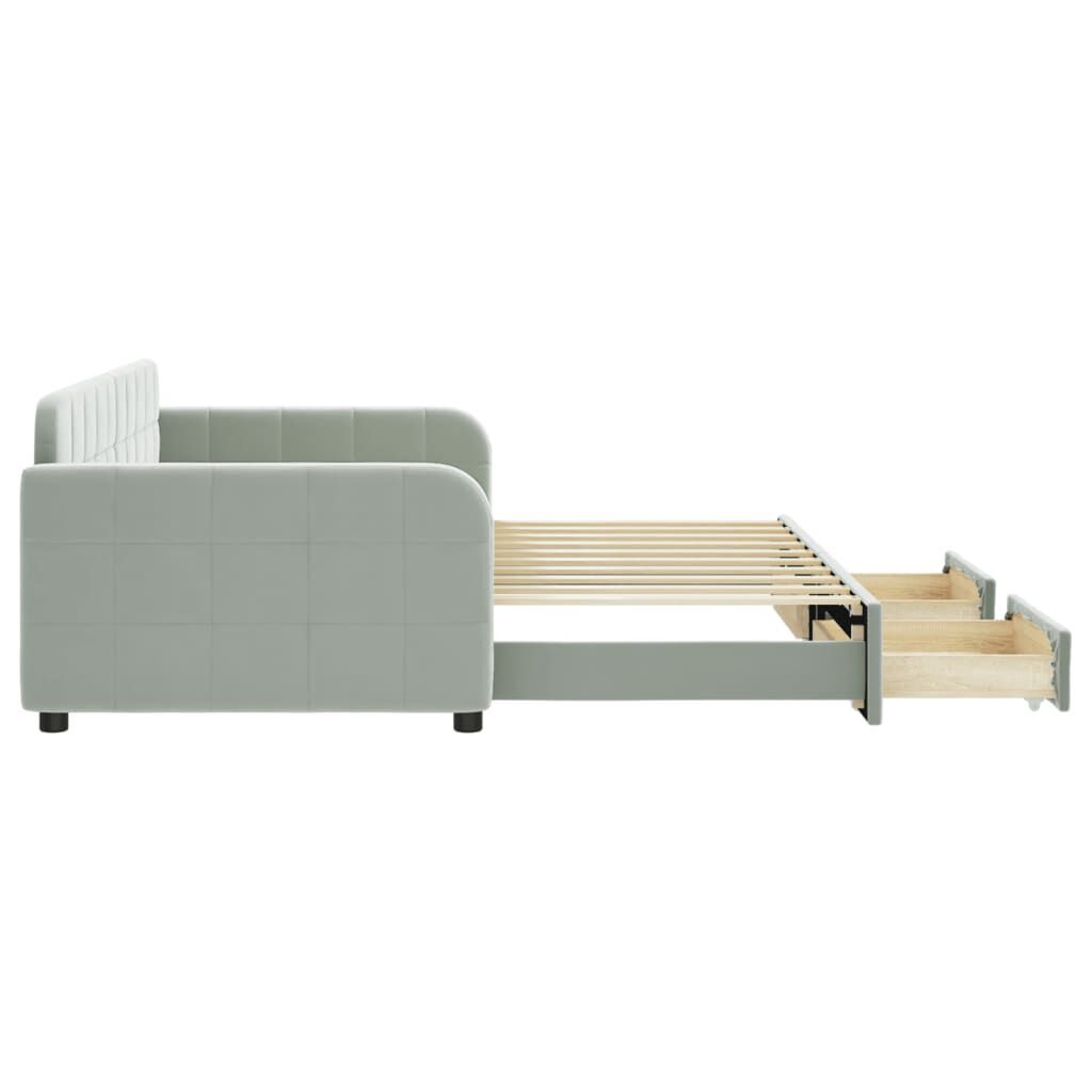 Daybed with Trundle&Drawers without Mattress Light Grey 90x190 cm Price