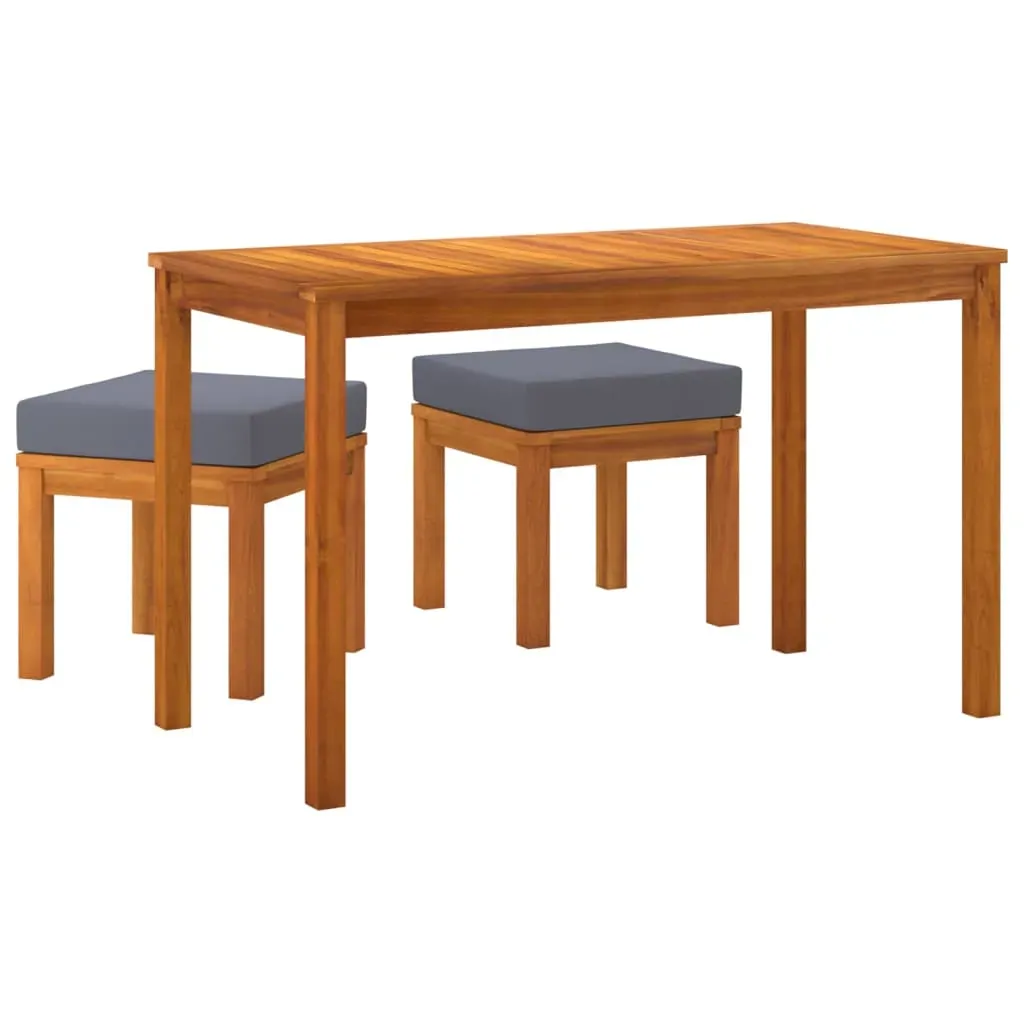 3 Piece Garden Dining Set with Cushions Solid Wood Acacia Price