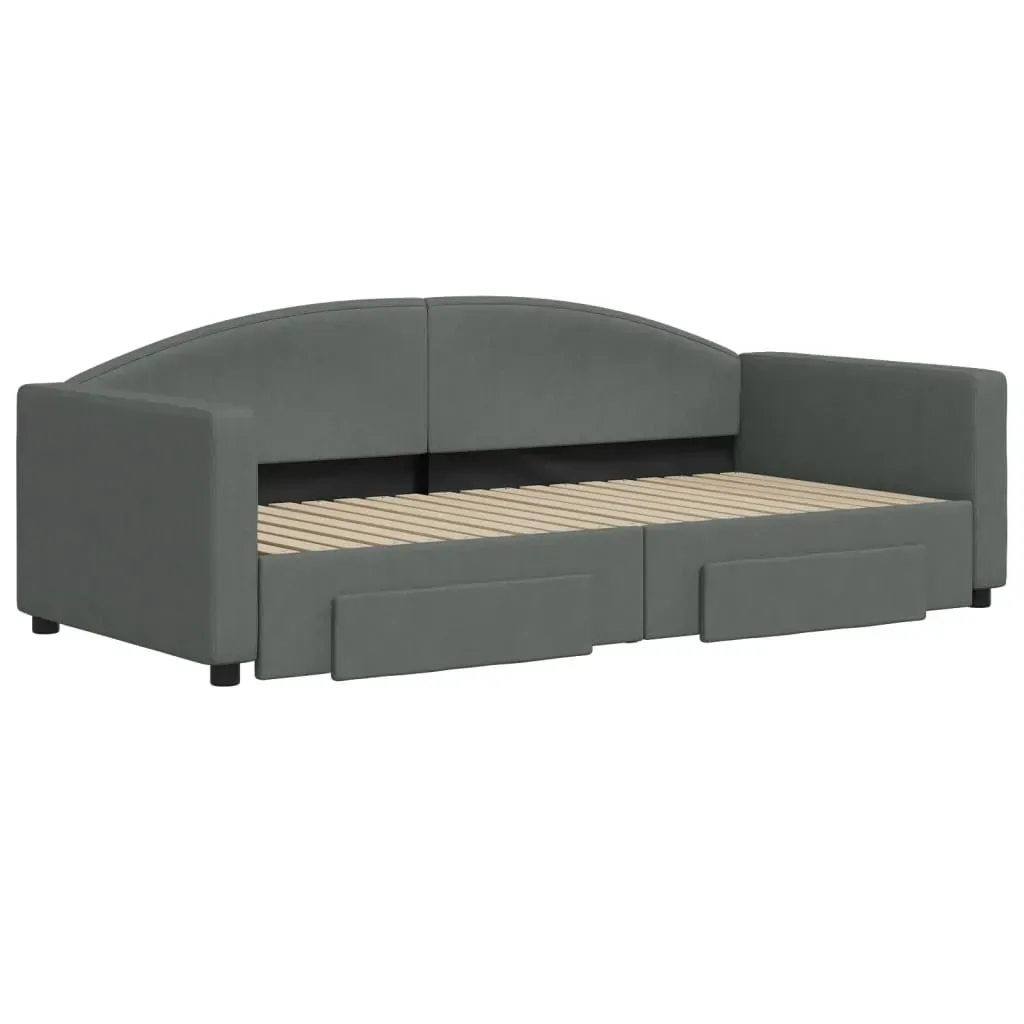 Daybed with Trundle&Drawers without Mattress Dark Grey 90x190 cm Price