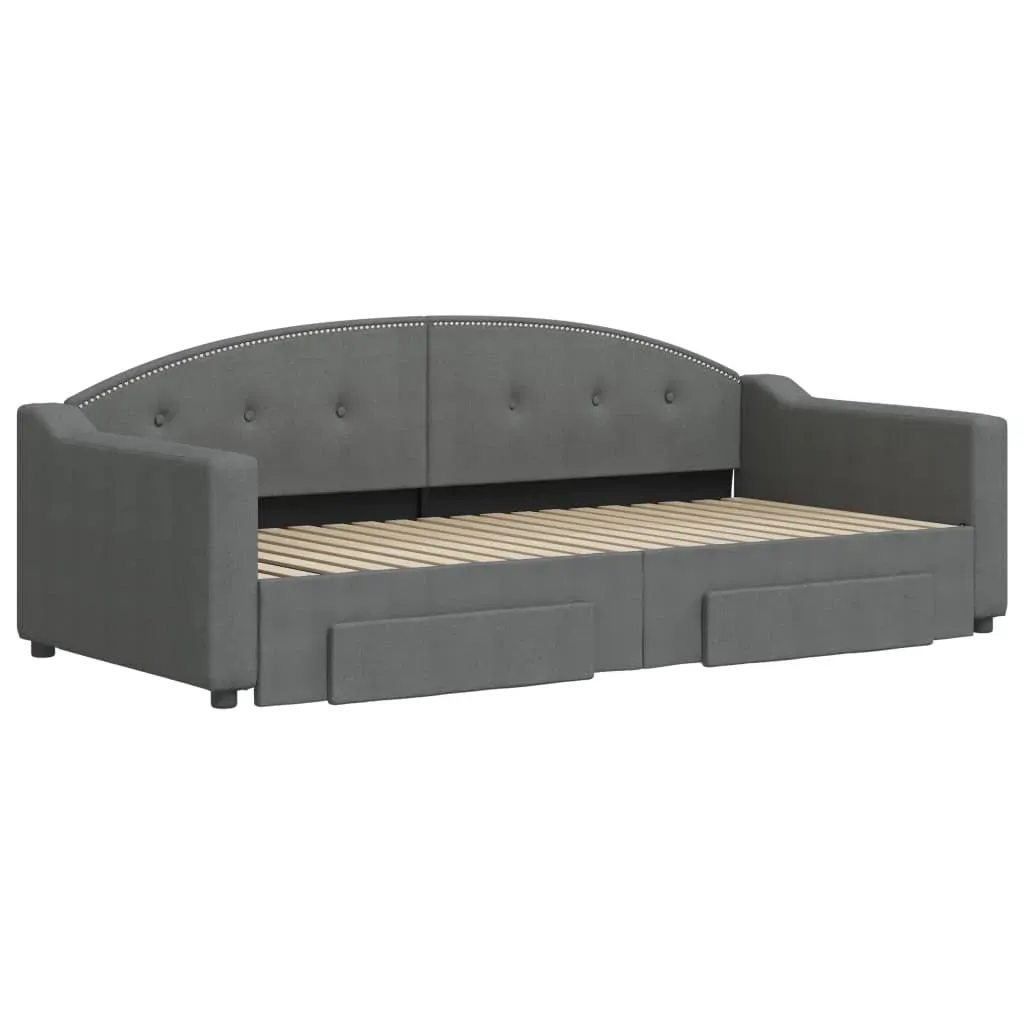 Daybed with Trundle&Drawers without Mattress Dark Grey 90x190 cm Price