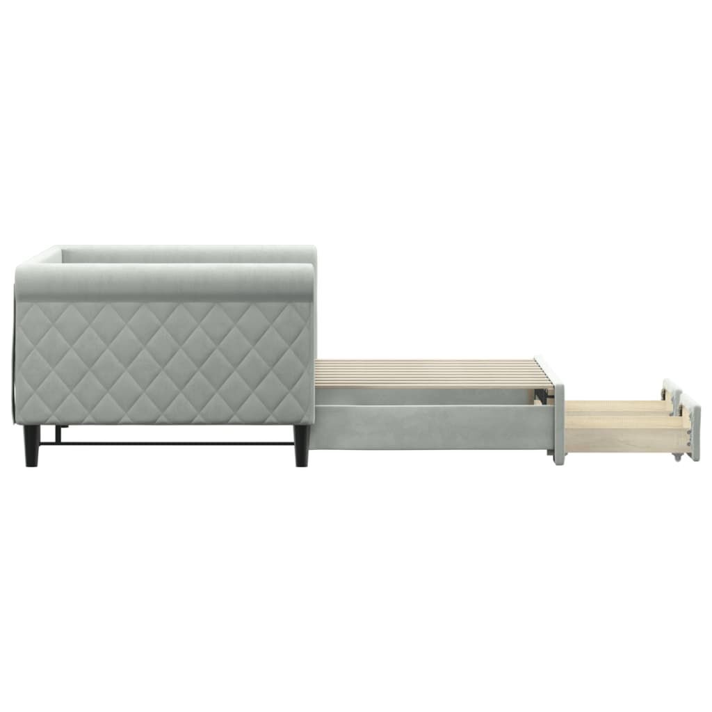 Daybed with Trundle&Drawers without Mattress Light Grey 90x190 cm Price