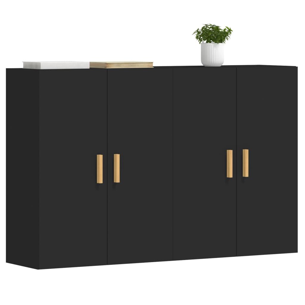 Wall Mounted Cabinets 2 pcs Black Engineered Wood Price