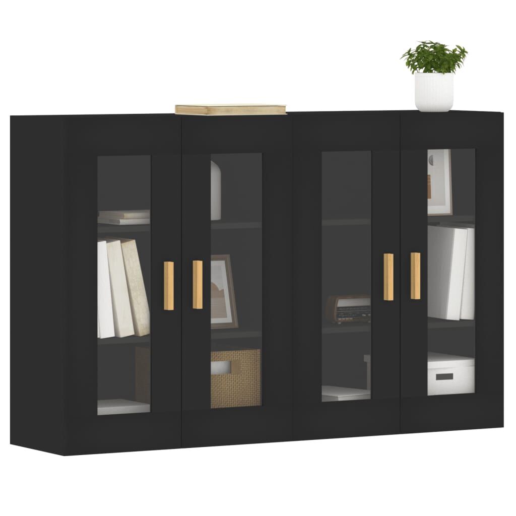 Wall Mounted Cabinets 2 pcs Black Engineered Wood Price