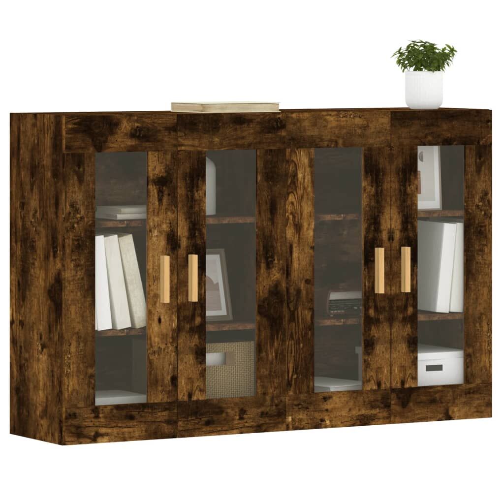 Wall Mounted Cabinets 2 pcs Smoked Oak Engineered Wood Price