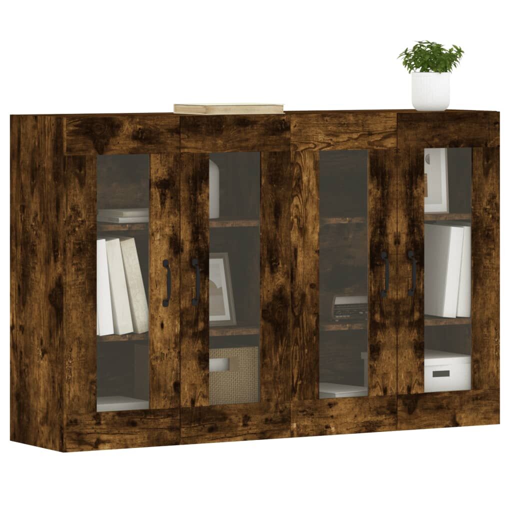 Wall Mounted Cabinets 2 pcs Smoked Oak Engineered Wood Price