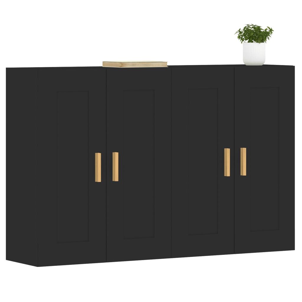 Wall Mounted Cabinets 2 pcs Black Engineered Wood Price