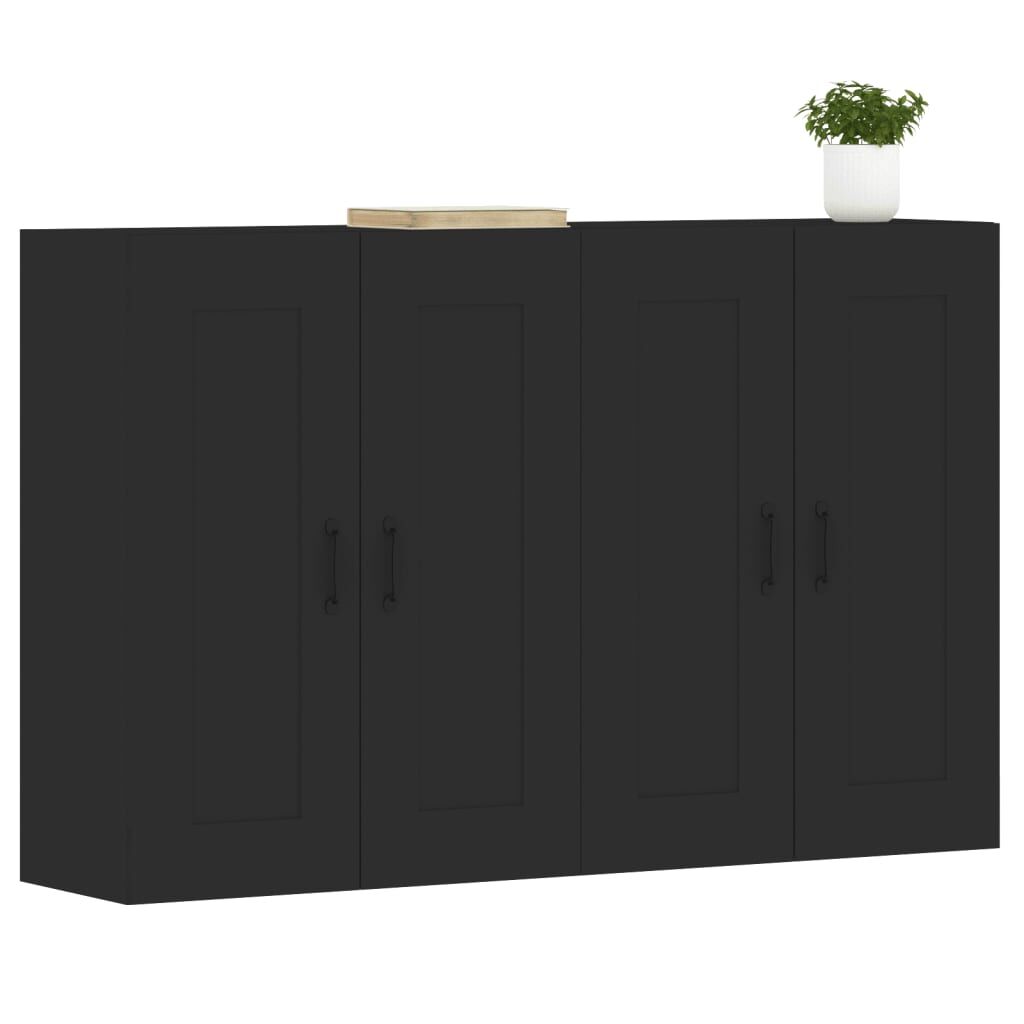 Wall Mounted Cabinets 2 pcs Black Engineered Wood Price
