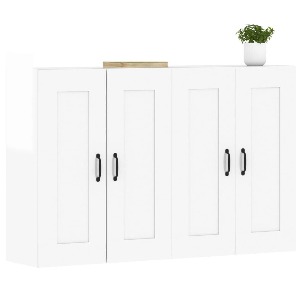 Wall Mounted Cabinets 2 pcs High Gloss White Engineered Wood Price