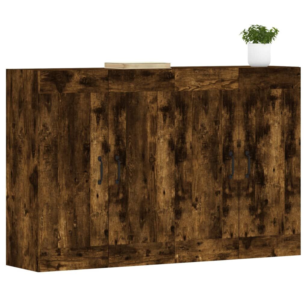 Wall Mounted Cabinets 2 pcs Smoked Oak Engineered Wood Price