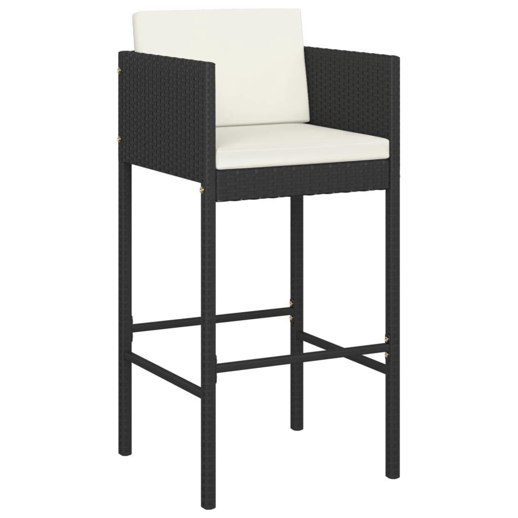 7 Piece Garden Bar Set with Cushions Black Poly Rattan Price