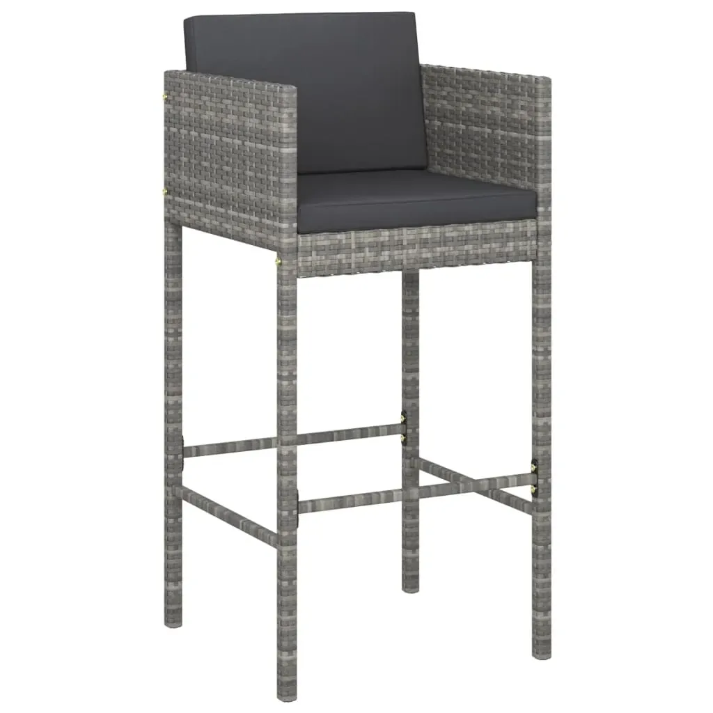 7 Piece Garden Bar Set with Cushions Grey Poly Rattan Price