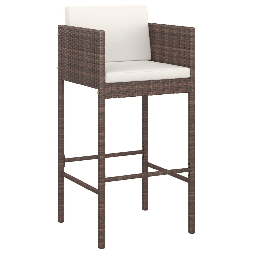 5 Piece Garden Bar Set with Cushions Brown Poly Rattan Price