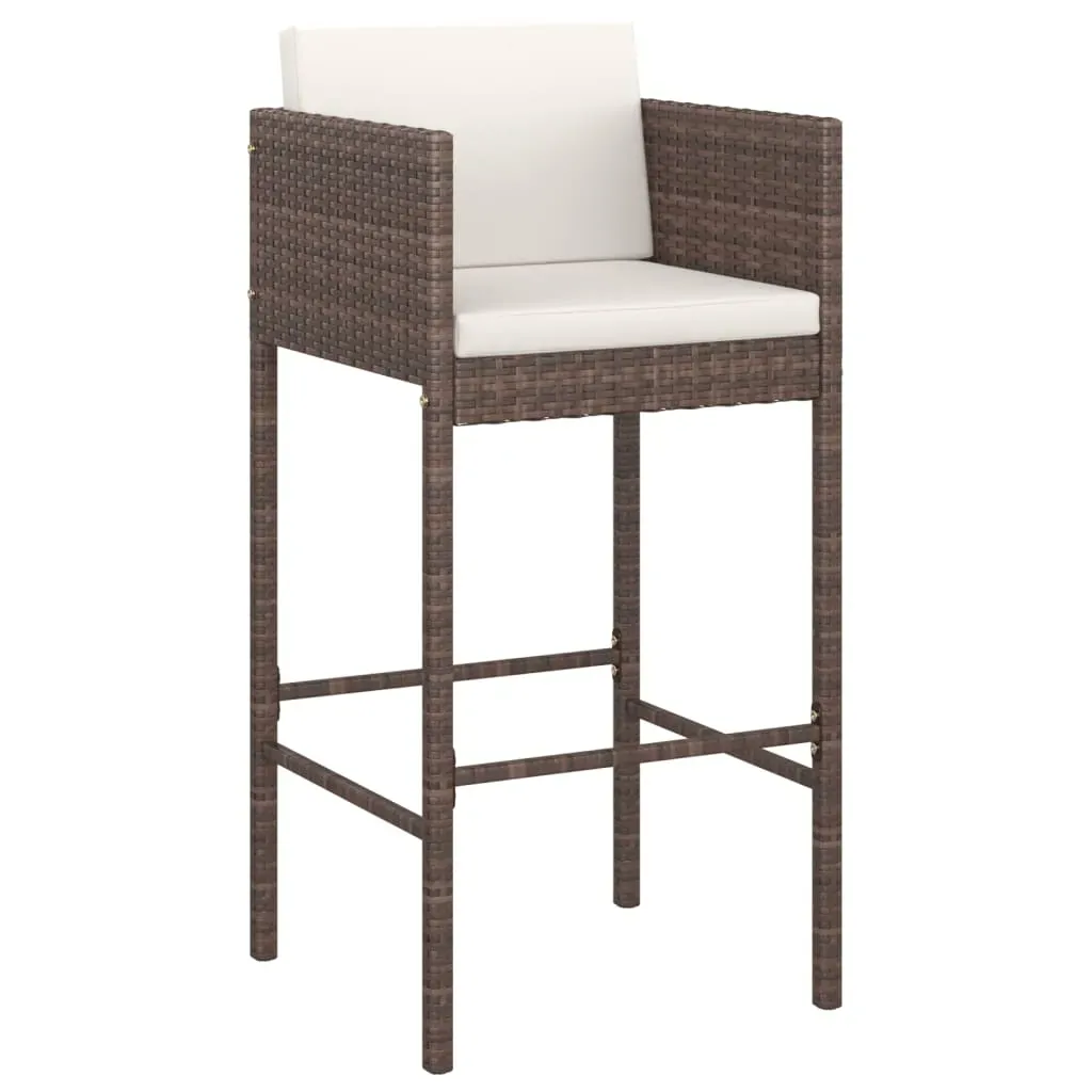 5 Piece Garden Bar Set with Cushions Brown Poly Rattan Price
