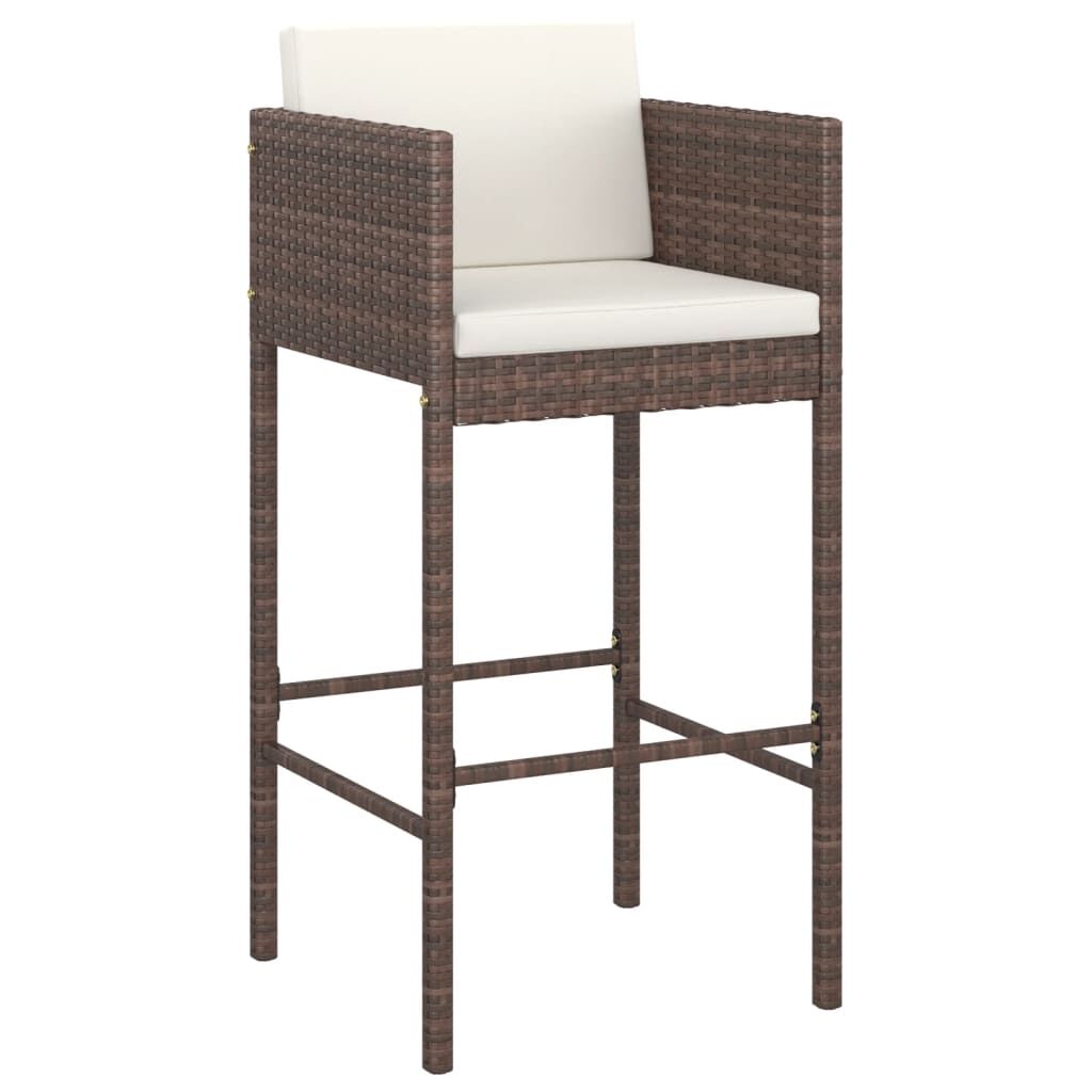 7 Piece Garden Bar Set with Cushions Brown Poly Rattan Price