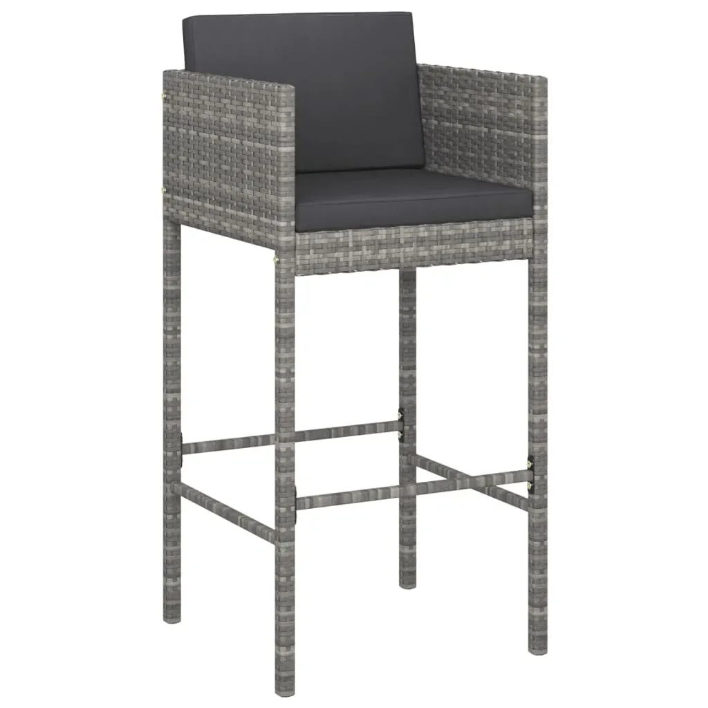 7 Piece Garden Bar Set with Cushions Grey Poly Rattan Price