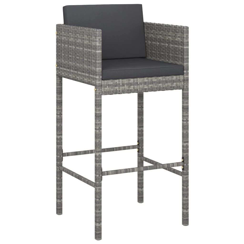 5 Piece Garden Bar Set with Cushions Grey Poly Rattan Price