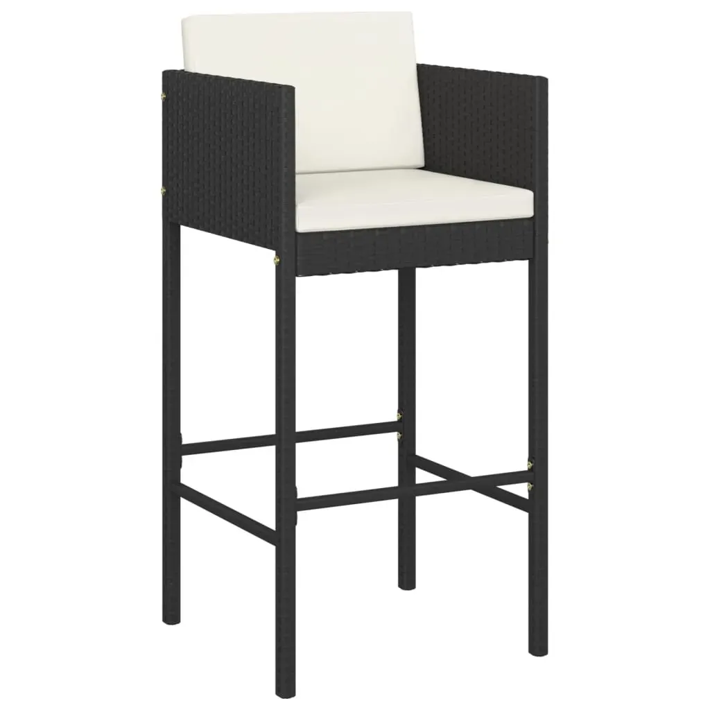 5 Piece Garden Bar Set with Cushions Black Poly Rattan Price