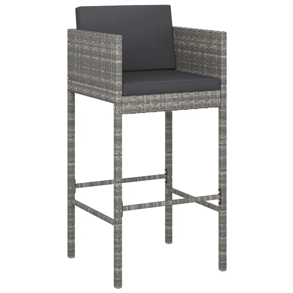 5 Piece Garden Bar Set with Cushions Grey Poly Rattan Price
