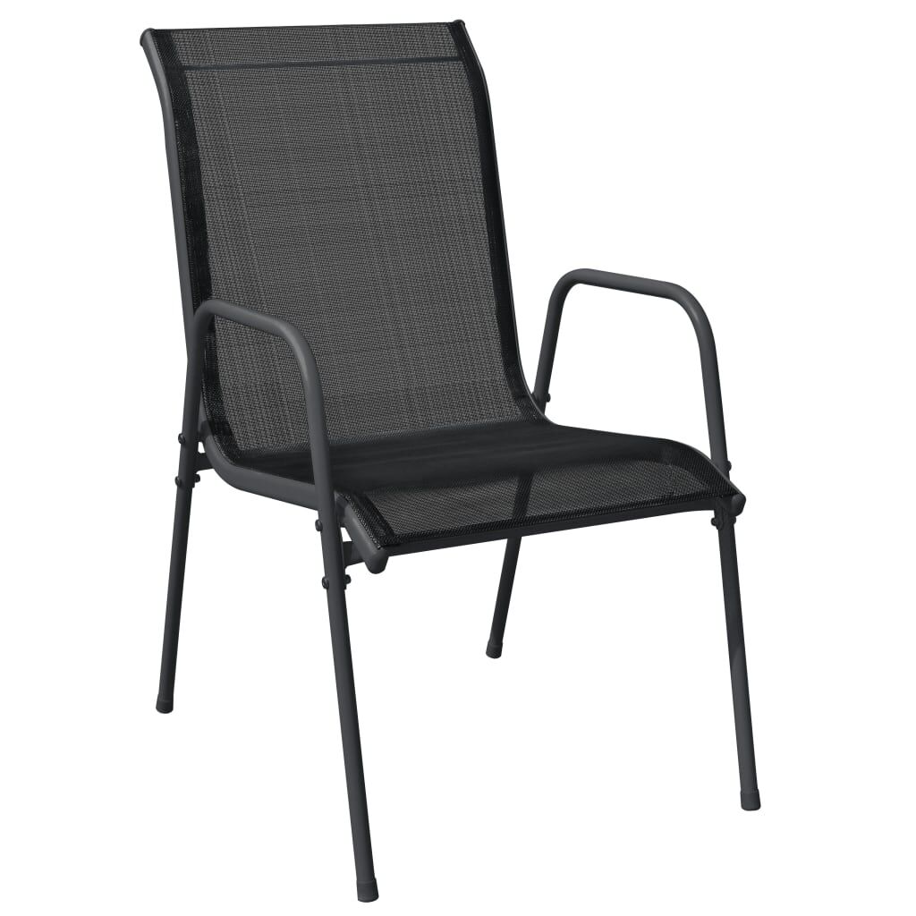 9 Piece Garden Dining Set Black Steel and Textilene Price