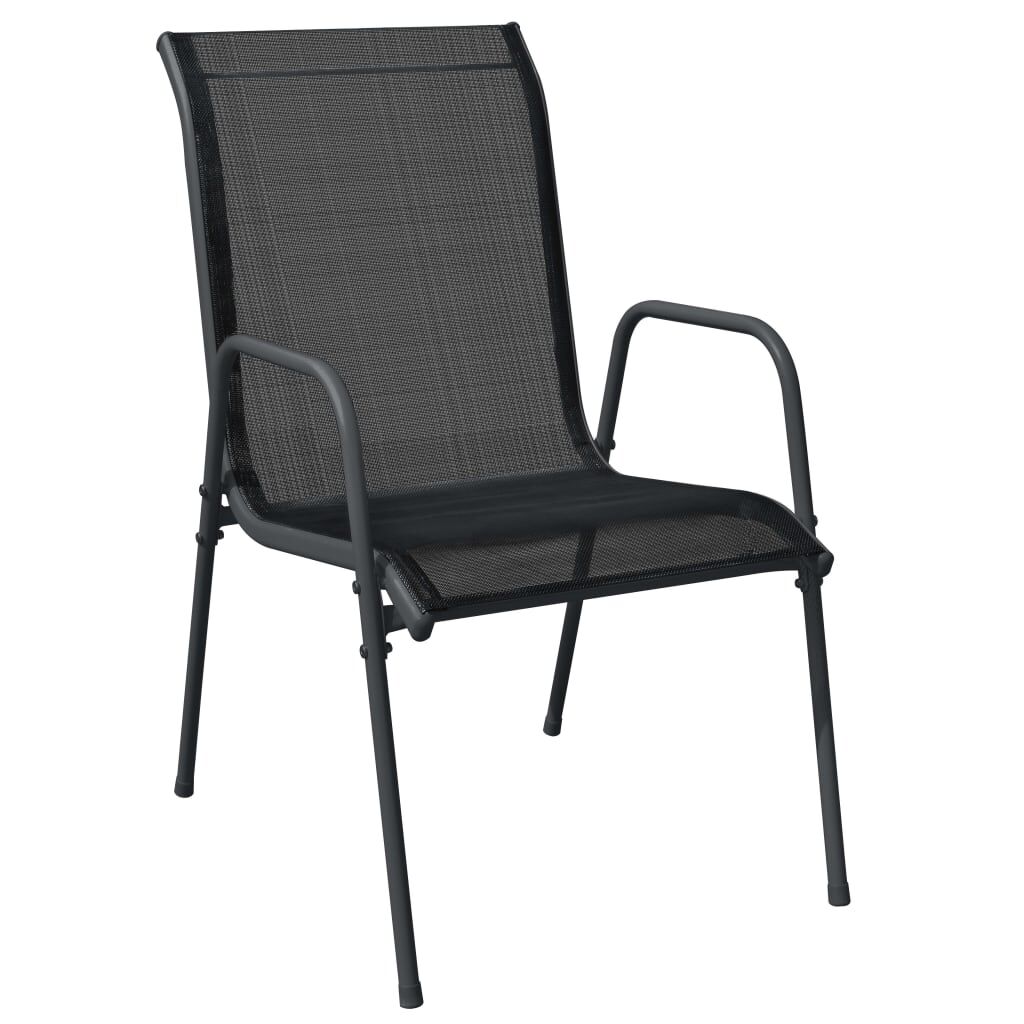 7 Piece Garden Dining Set Black Steel and Textilene Price