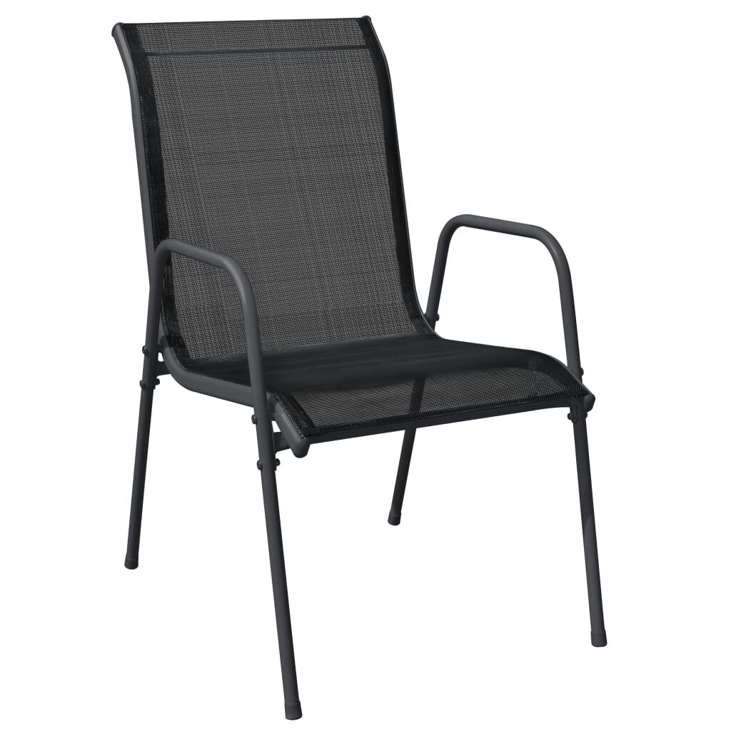 9 Piece Garden Dining Set Black Steel and Textilene Price