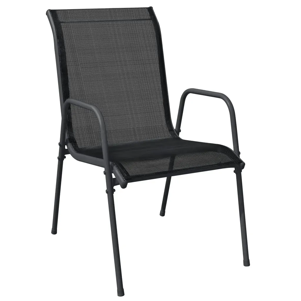 9 Piece Garden Dining Set Black Steel and Textilene Price