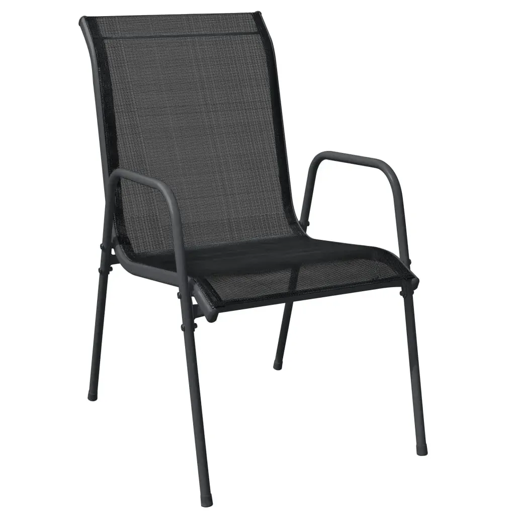 3 Piece Garden Dining Set Black Steel and Textilene Price