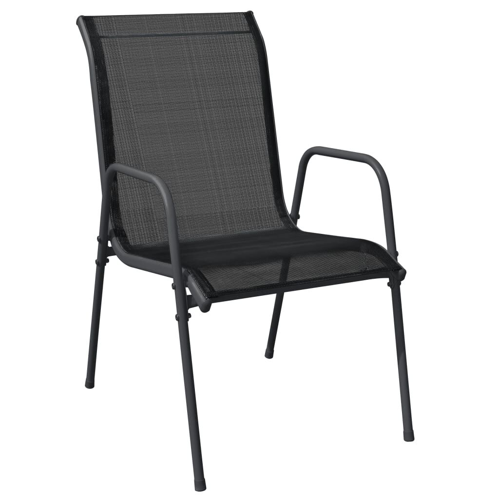 7 Piece Garden Dining Set Black Steel and Textilene Price