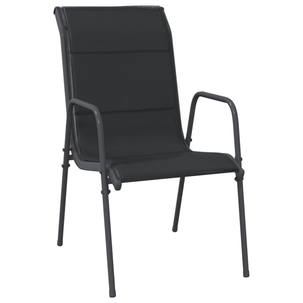 9 Piece Garden Dining Set Black Steel and Textilene Price