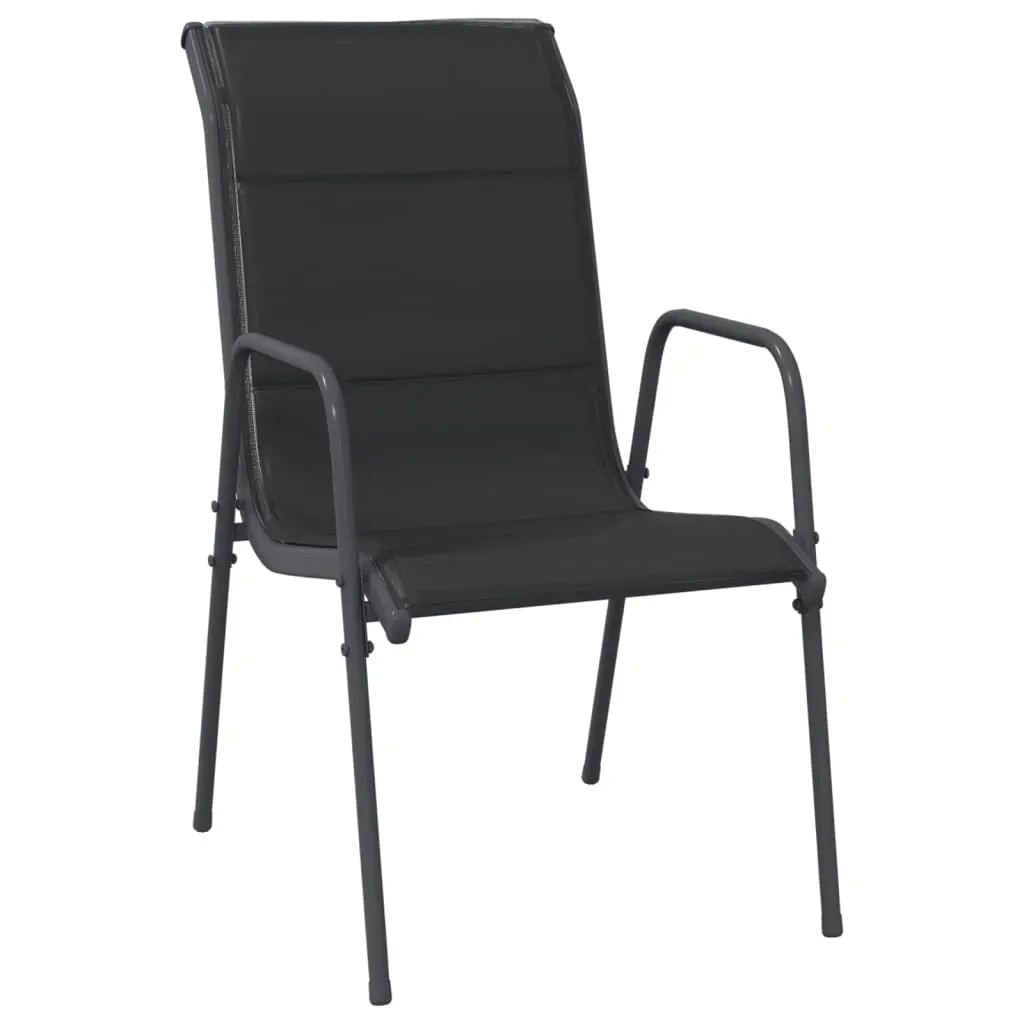 3 Piece Garden Dining Set Black Steel and Textilene Price