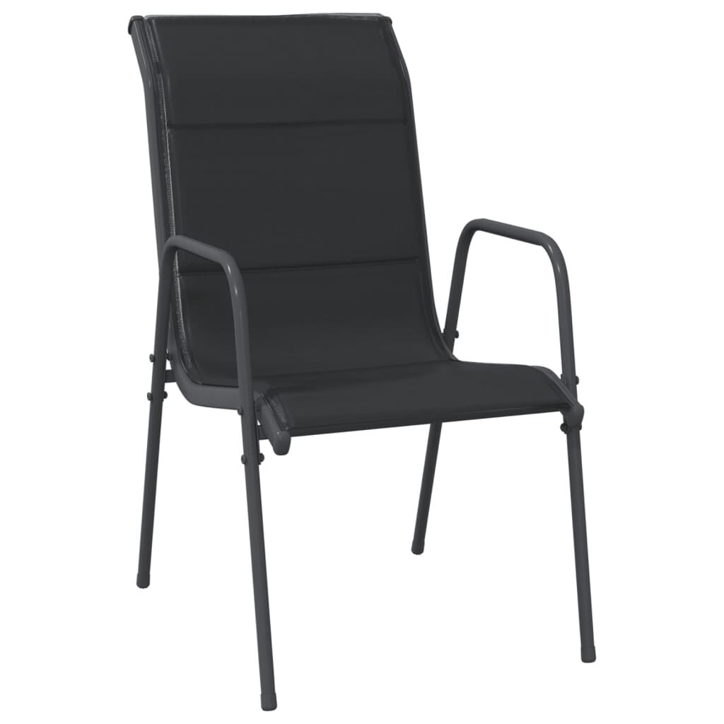 9 Piece Garden Dining Set Black Steel and Textilene Price