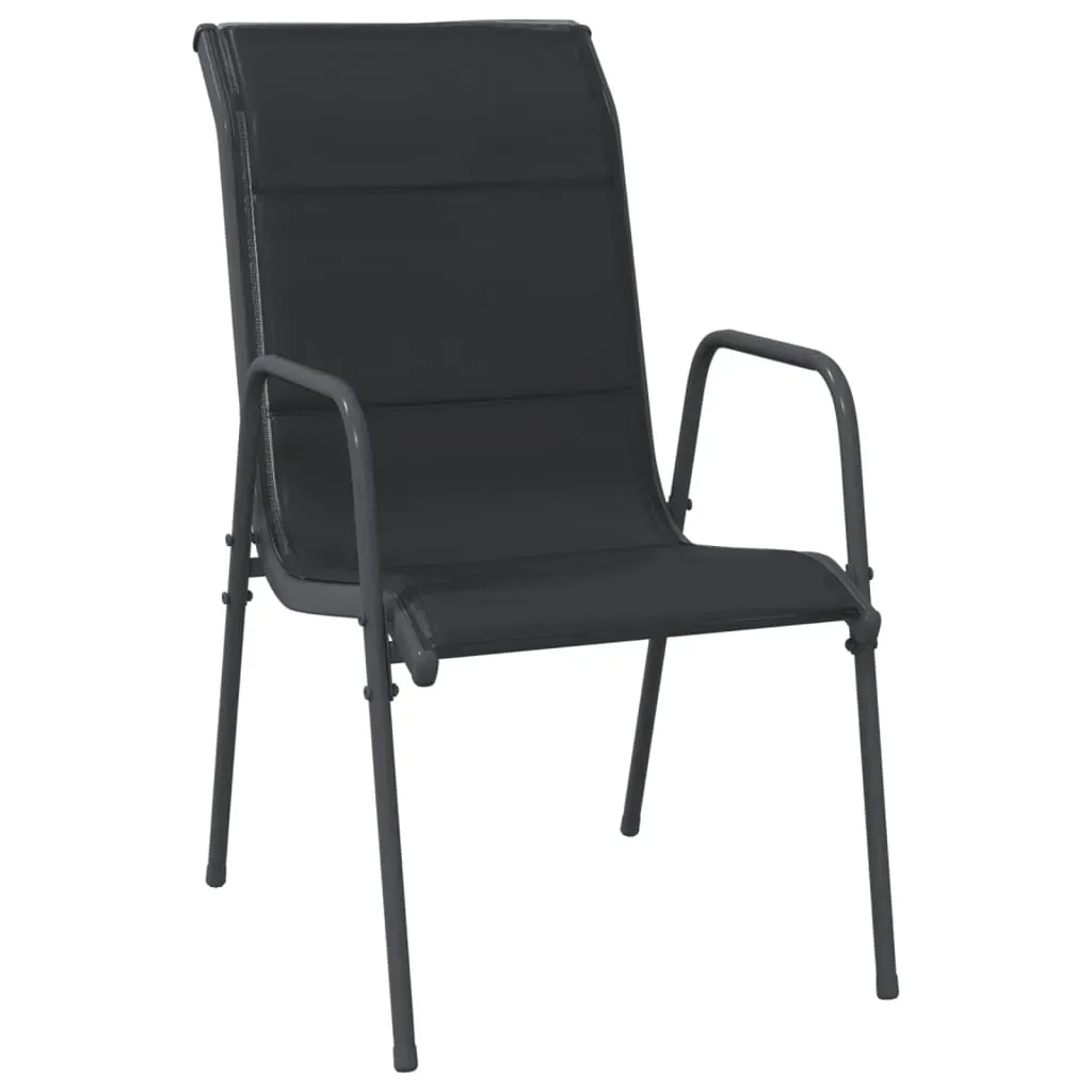 7 Piece Garden Dining Set Black Steel and Textilene Price
