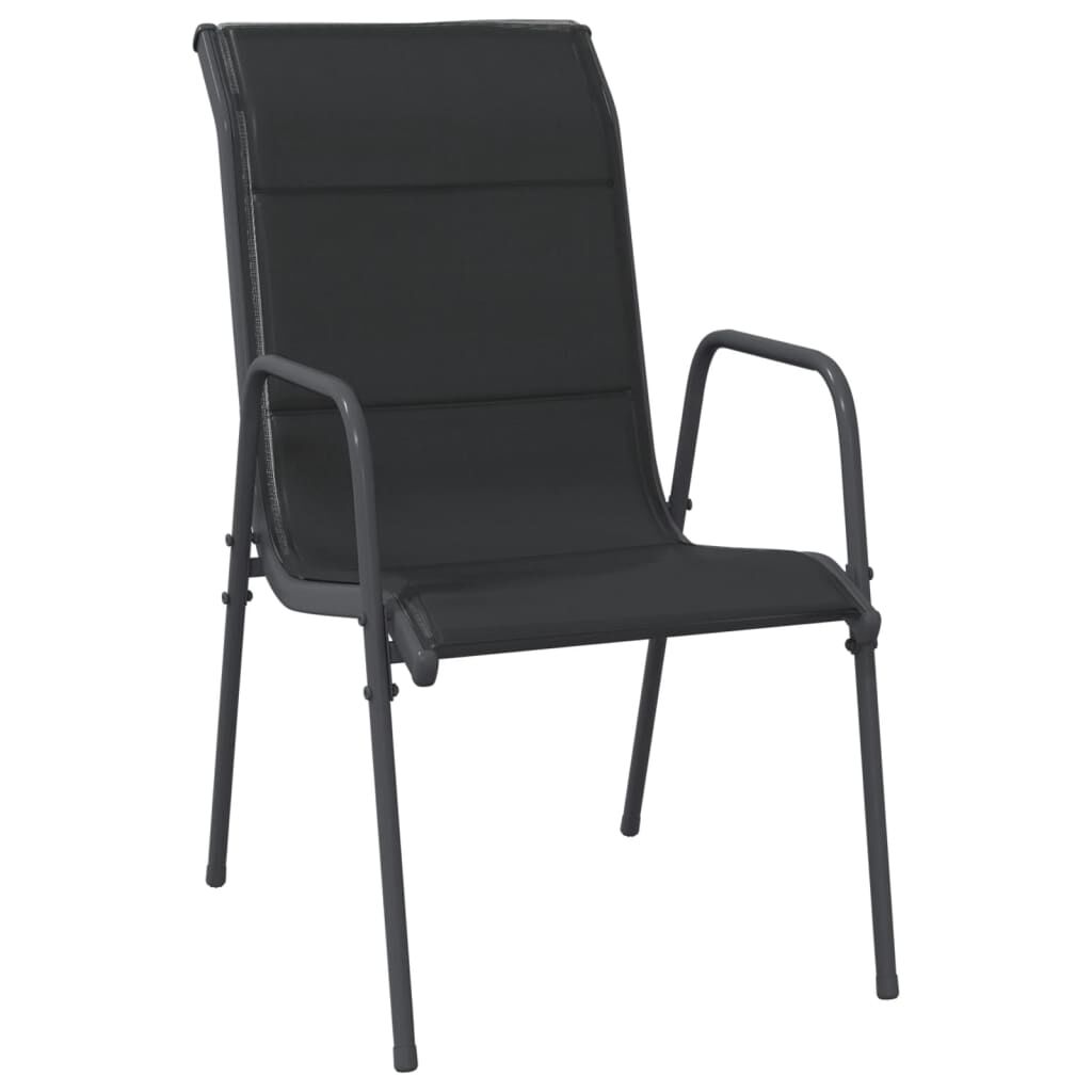 9 Piece Garden Dining Set Black Steel and Textilene Price