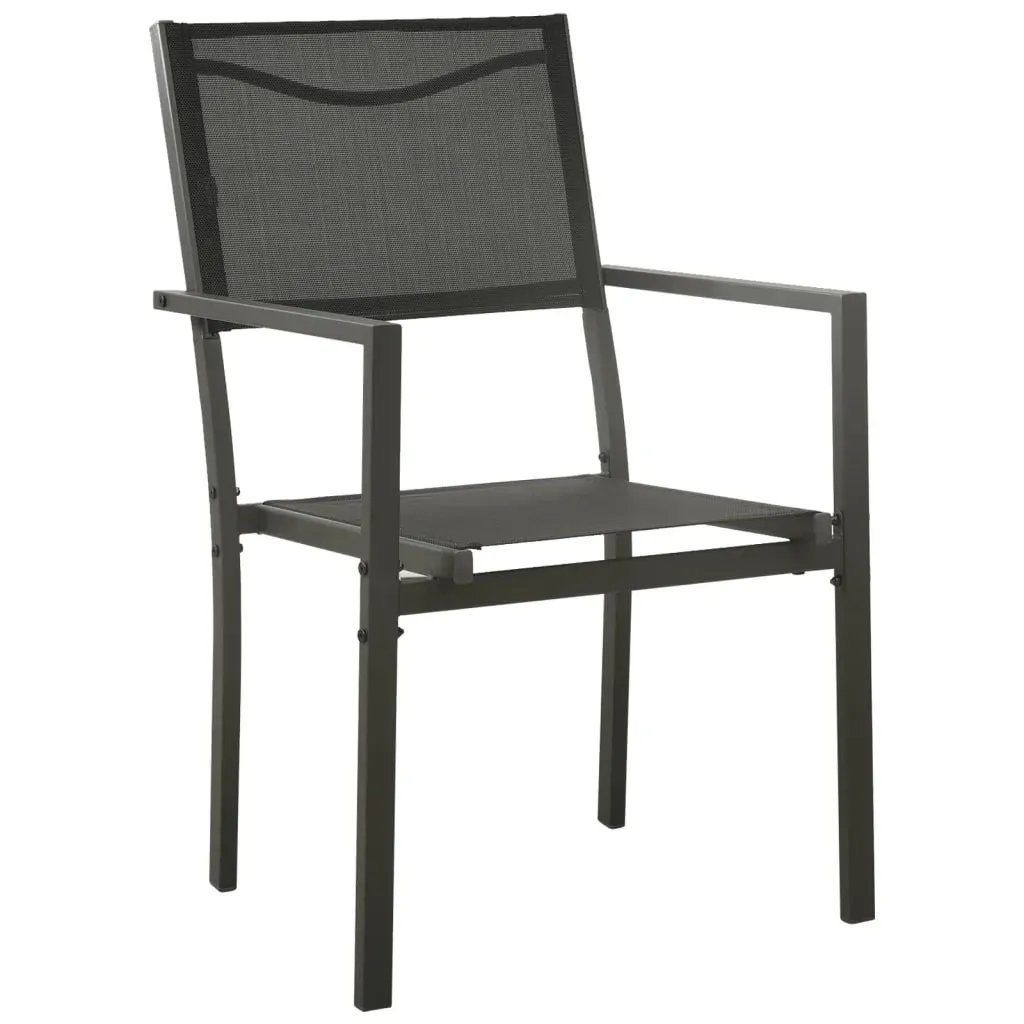 7 Piece Garden Dining Set Black Steel and Textilene Price