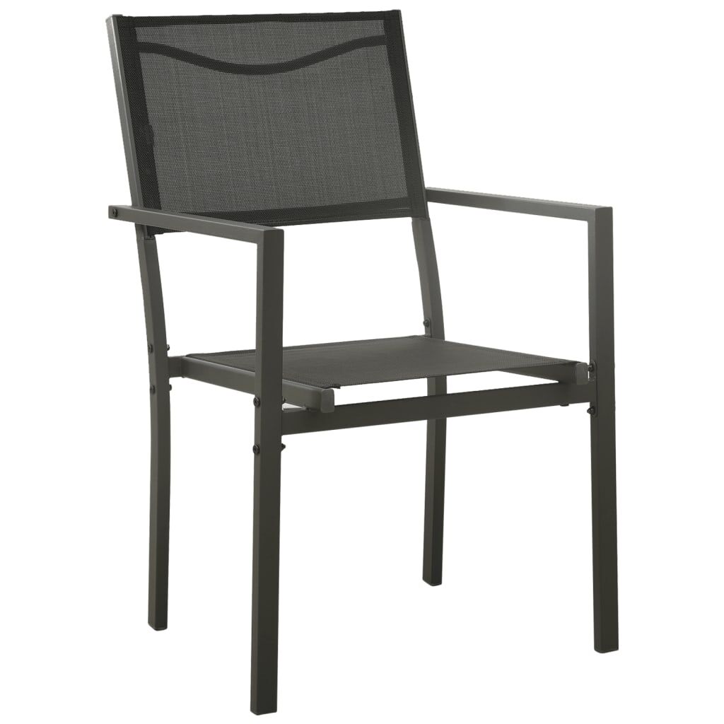 7 Piece Garden Dining Set Black Steel and Textilene Price