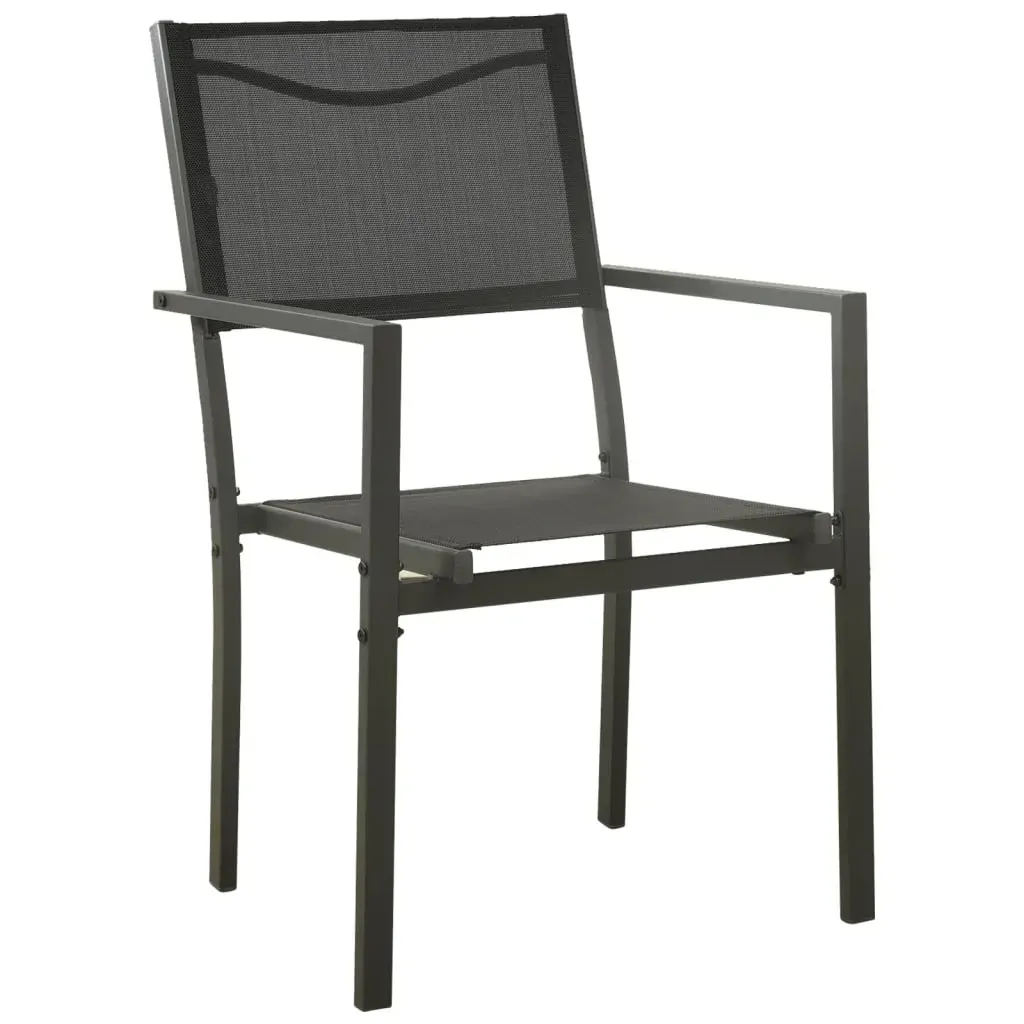 9 Piece Garden Dining Set Black Steel and Textilene Price