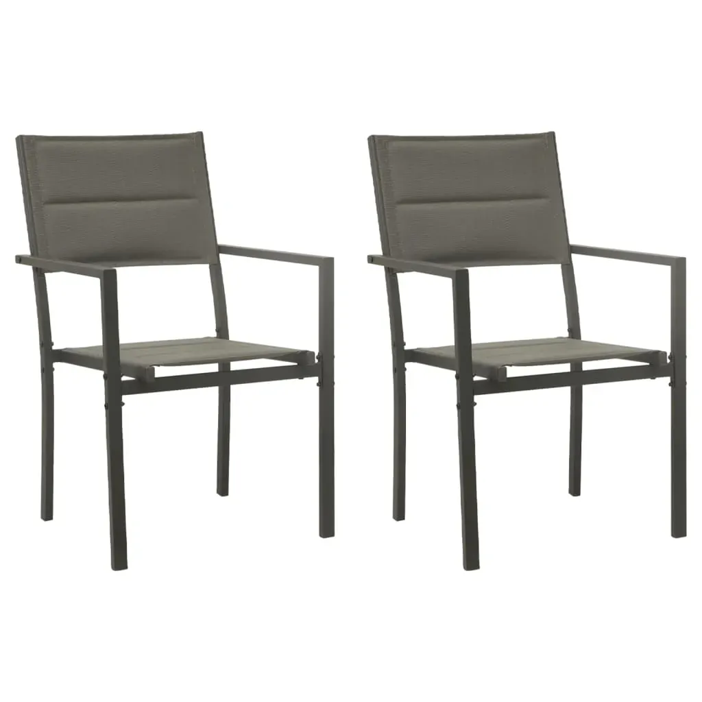 3 Piece Garden Dining Set Black Steel and Textilene Price