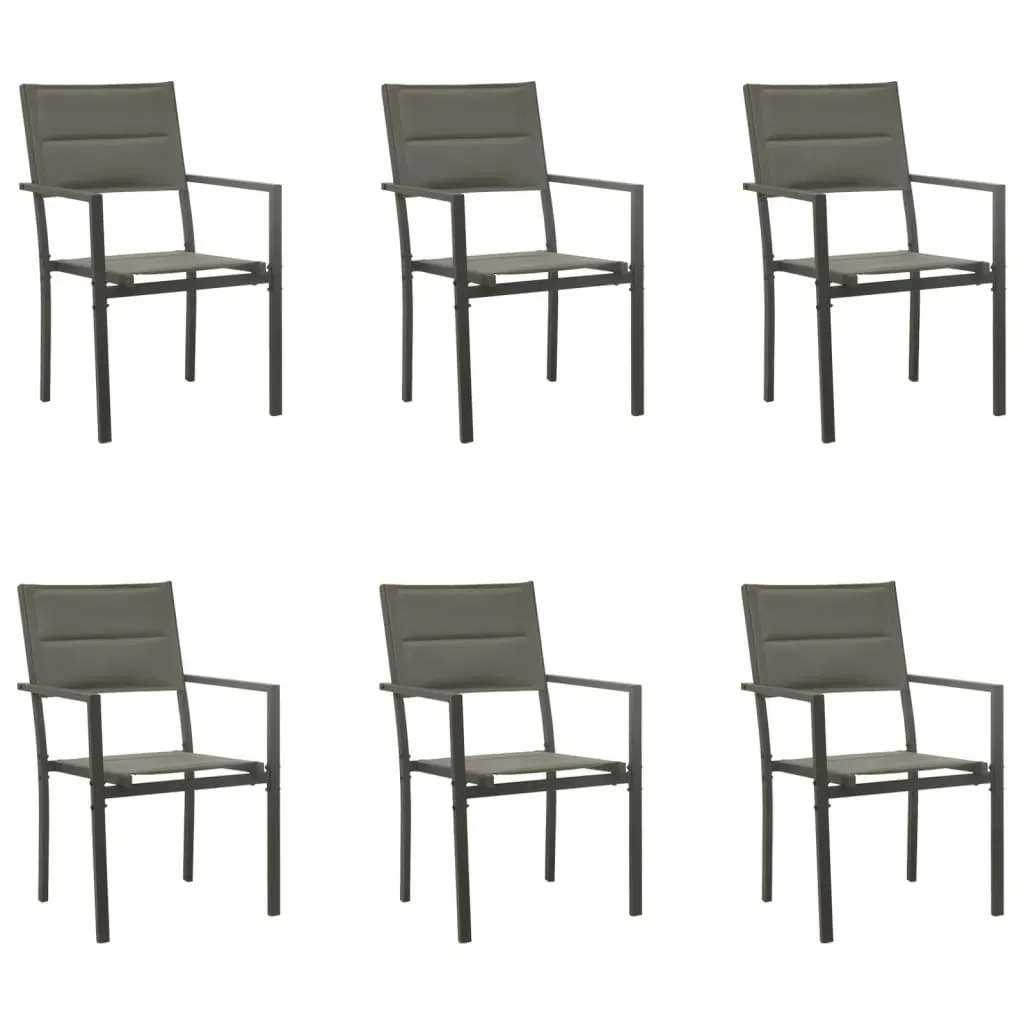 7 Piece Garden Dining Set Black Steel and Textilene Price