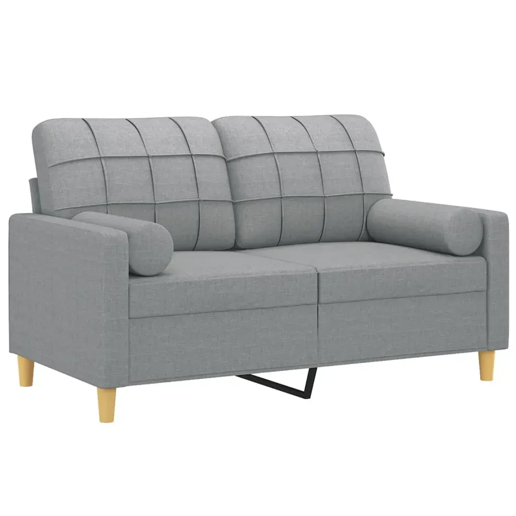 2-Seater Sofa with Throw Pillows Light Grey 120 cm Fabric Price