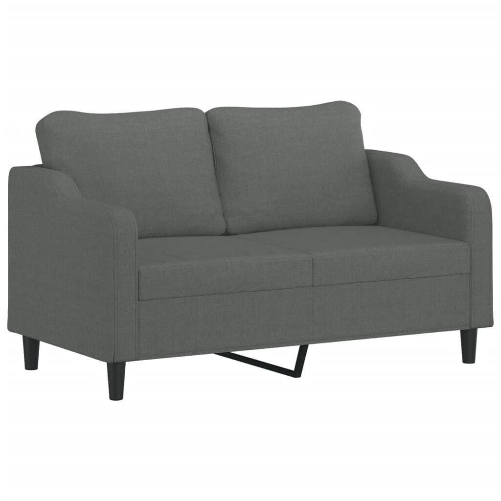 2-Seater Sofa with Throw Pillows Dark Grey 140 cm Fabric Price