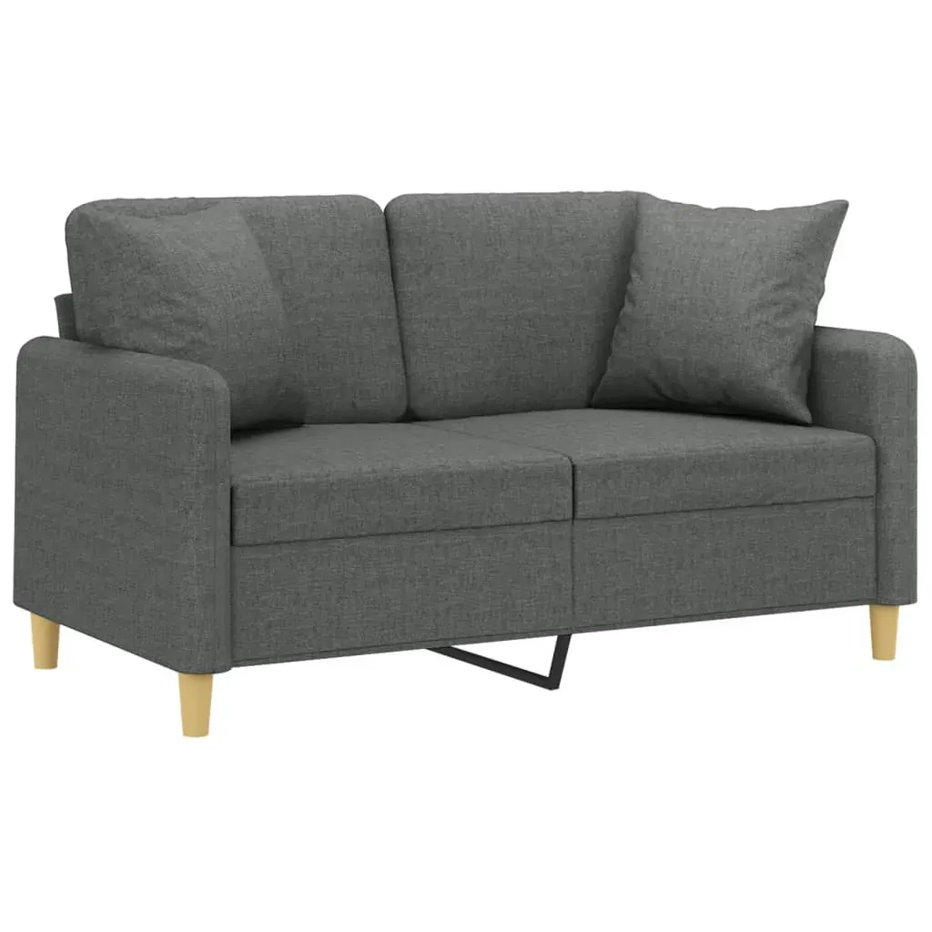 2-Seater Sofa with Throw Pillows Dark Grey 120 cm Fabric Price