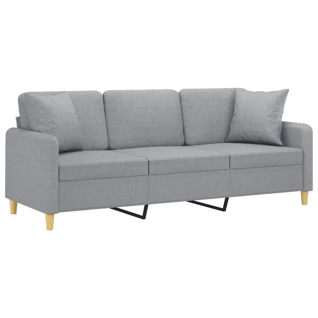 3-Seater Sofa with Throw Pillows Light Grey 180 cm Fabric Price