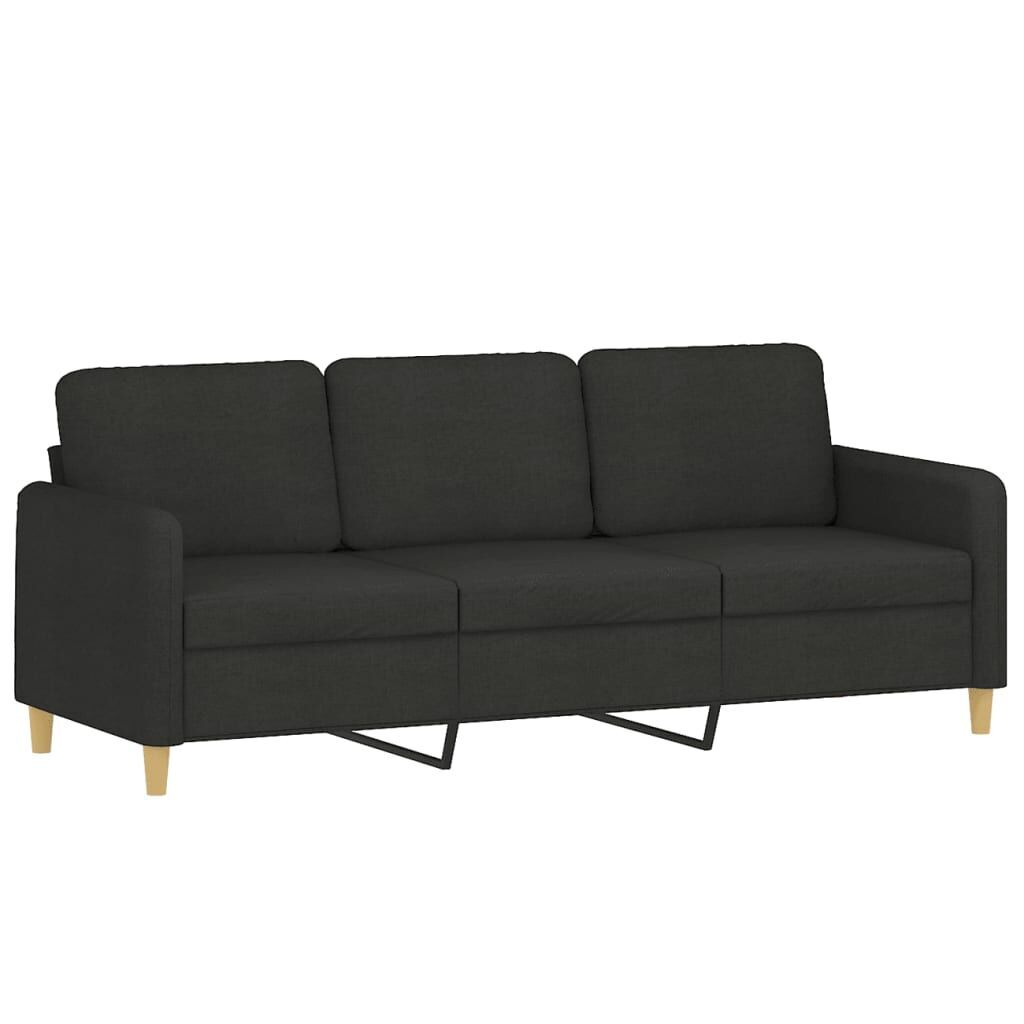 3-Seater Sofa with Throw Pillows Black 180 cm Fabric Price