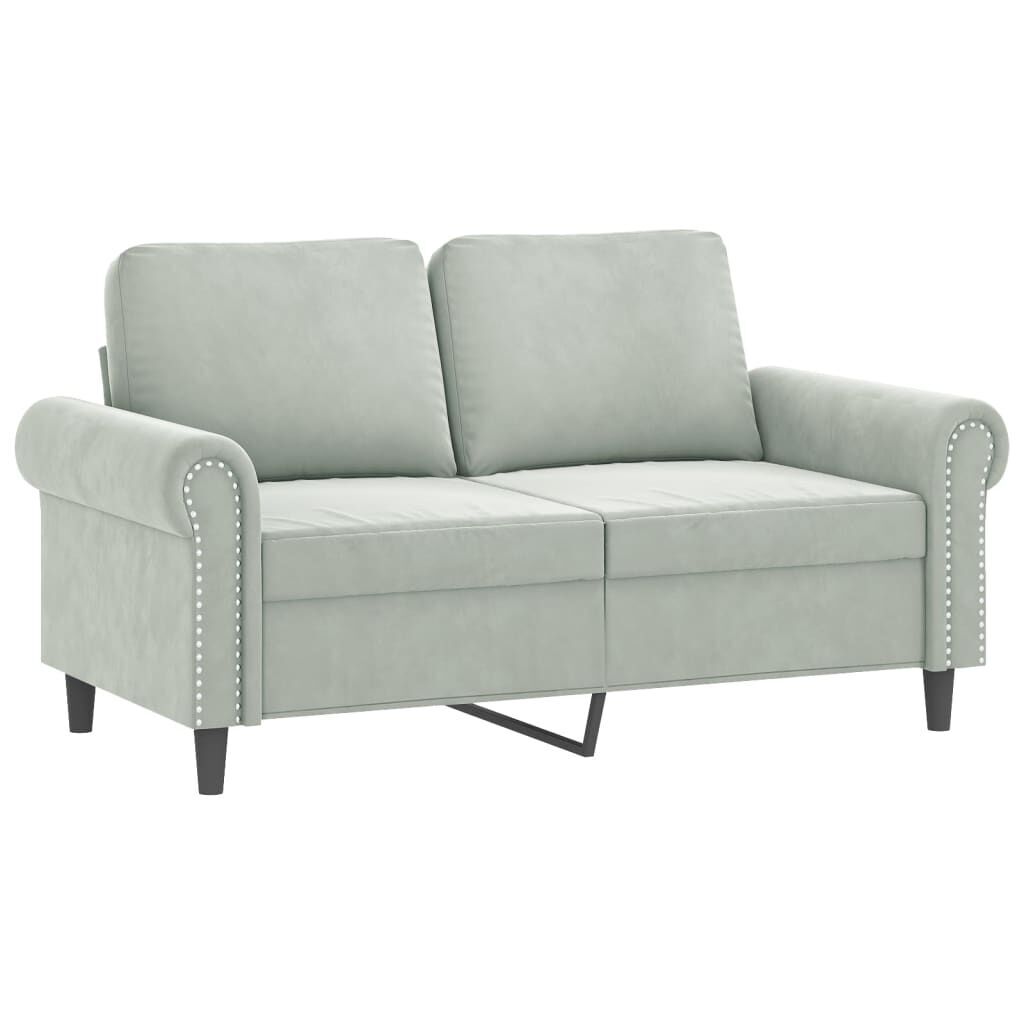 2-Seater Sofa with Throw Pillows Light Grey 120 cm Velvet Price