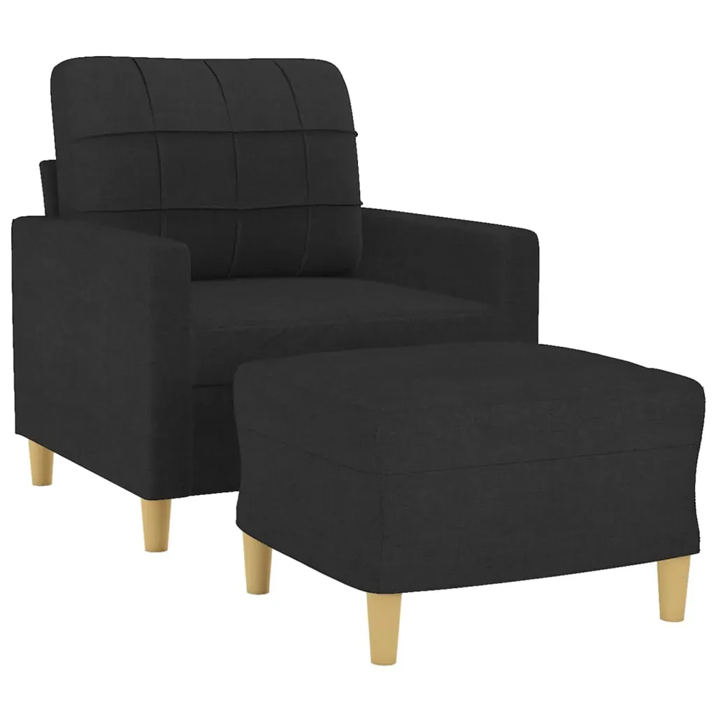 Sofa Chair with Footstool Black 60 cm Fabric Price
