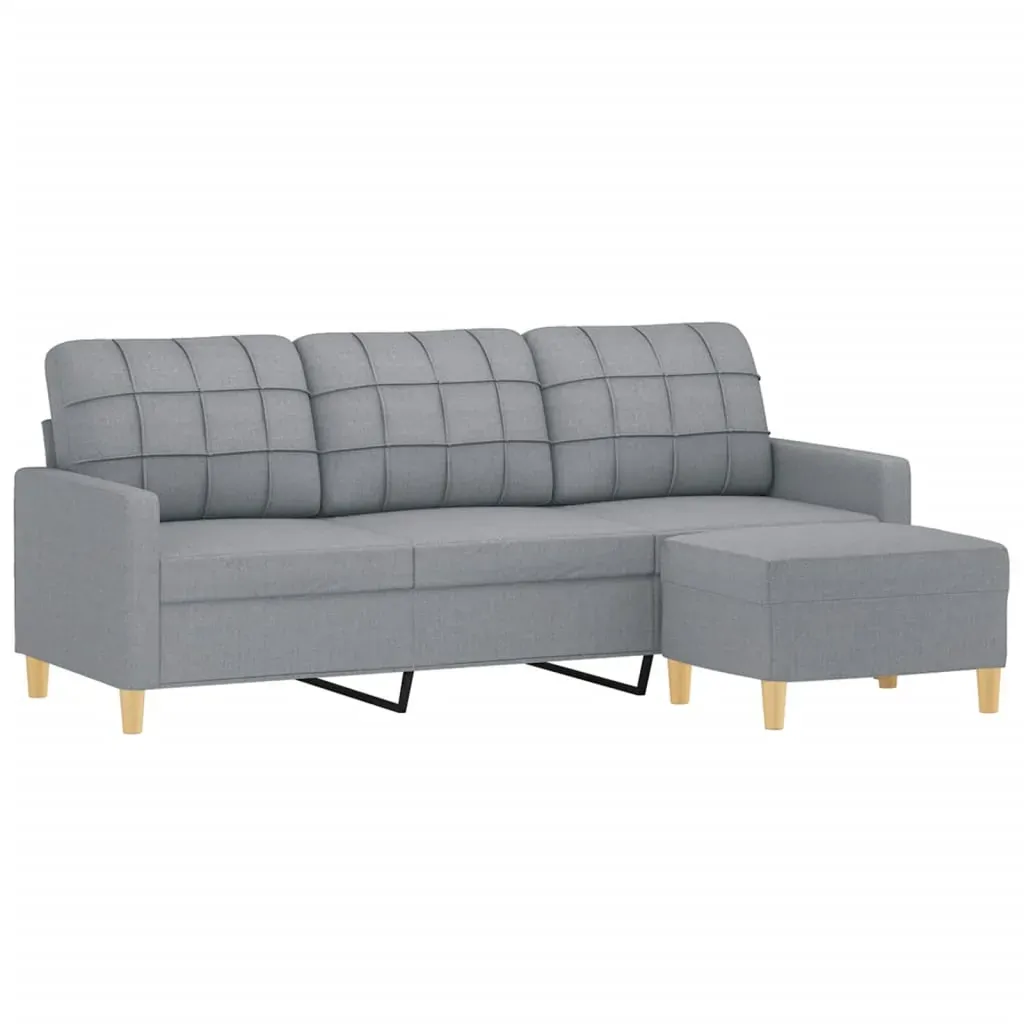 3-Seater Sofa with Footstool Light Grey 180 cm Fabric Price