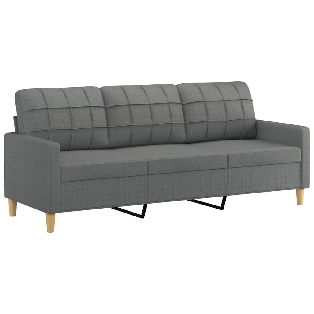 3-Seater Sofa with Footstool Dark Grey 180 cm Fabric Price