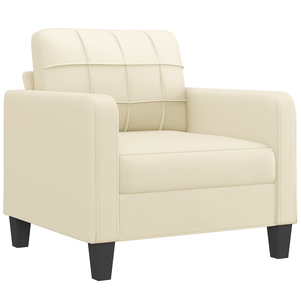 Sofa Chair with Footstool Cream 60 cm Faux Leather Price